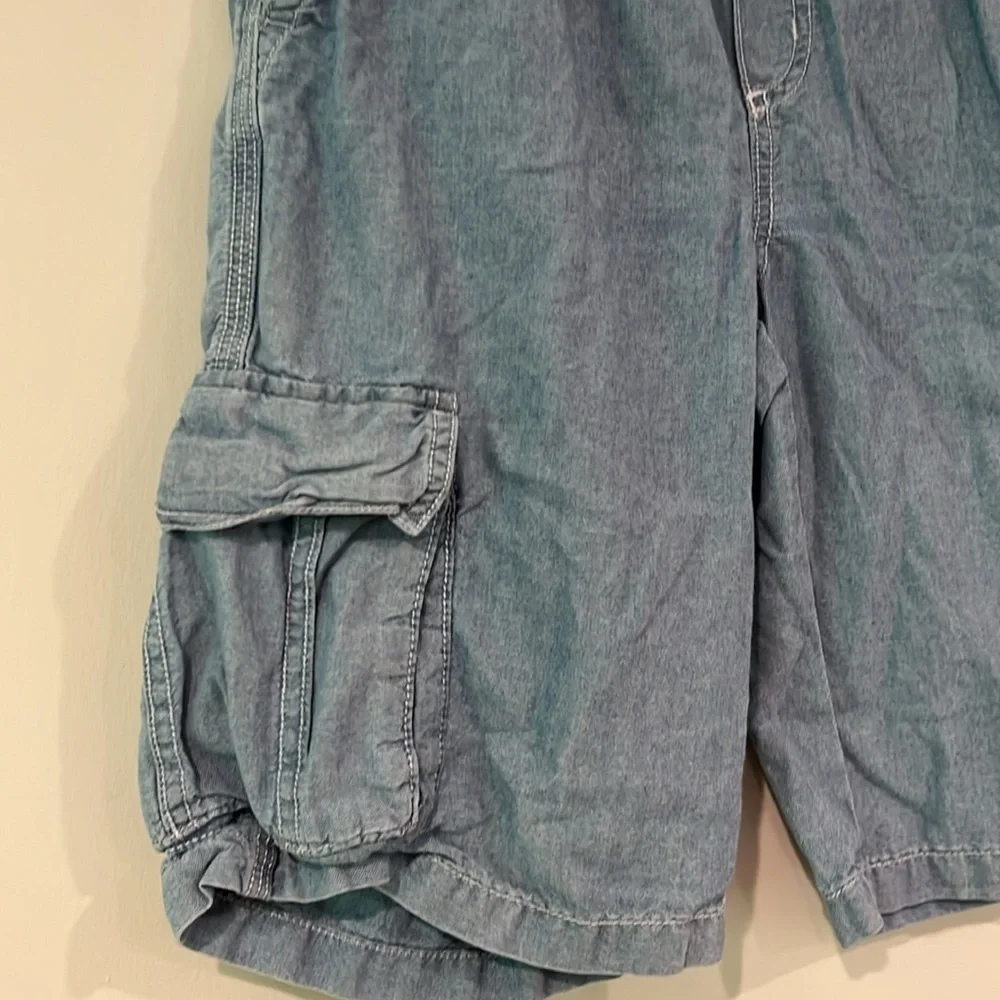 GYMBOREE Boys Youth 12 Chambray Cargo Shorts Cotton Drawstring Pockets